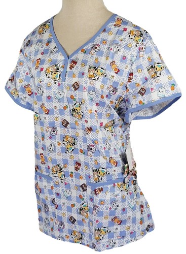 Koi Tokidoki Eve Womens Large Scrub Top Summer Picnic Stretch #1017TKD, NWT - Picture 2 of 9