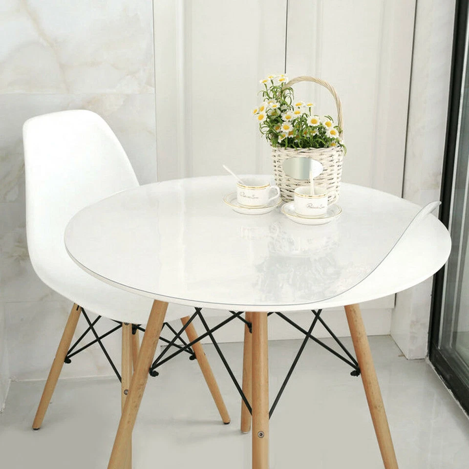 Round Clear PVC Plastic Transparent Protector Tablecloth Cover Wipe Clean 1.5mm - Image 3 of 4