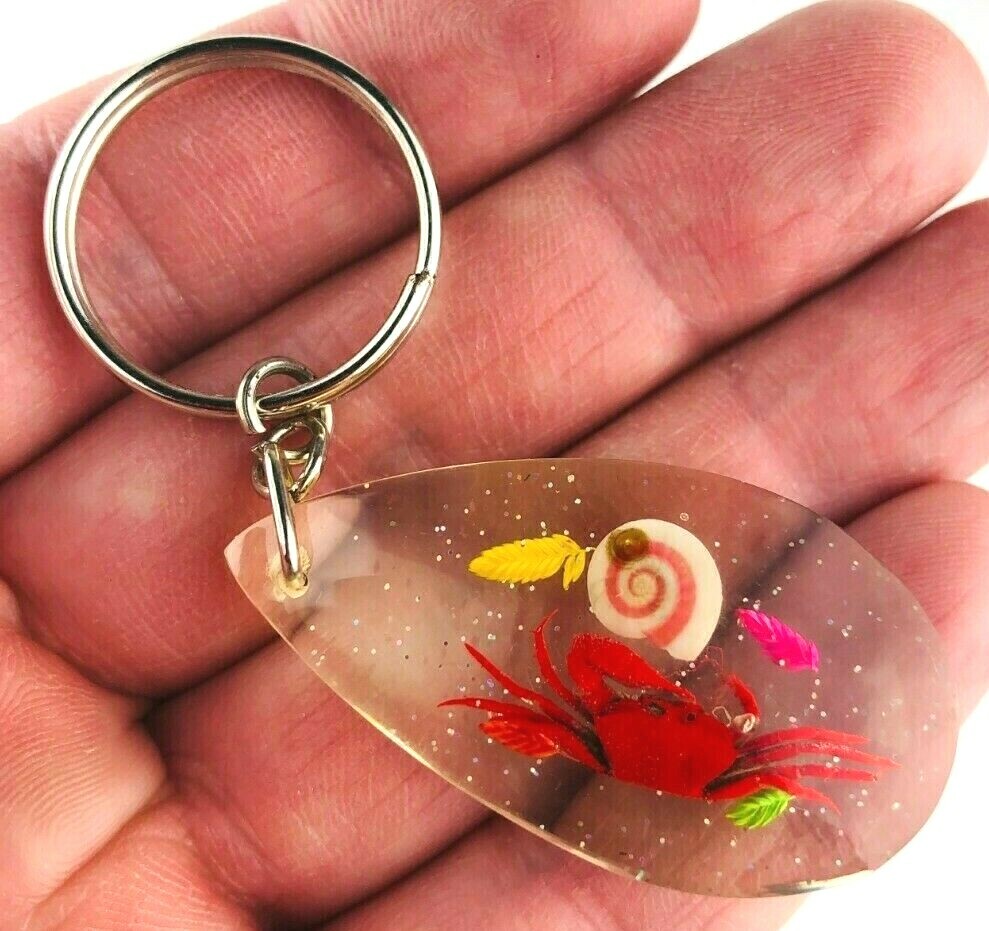 Handmade Real Crab Specimen & Sea Shell Resin Acrylic Key Chain