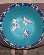 Antique Chinese Qianlong Famille Rose Large Bowl - Butterflies, Florals, Fruits