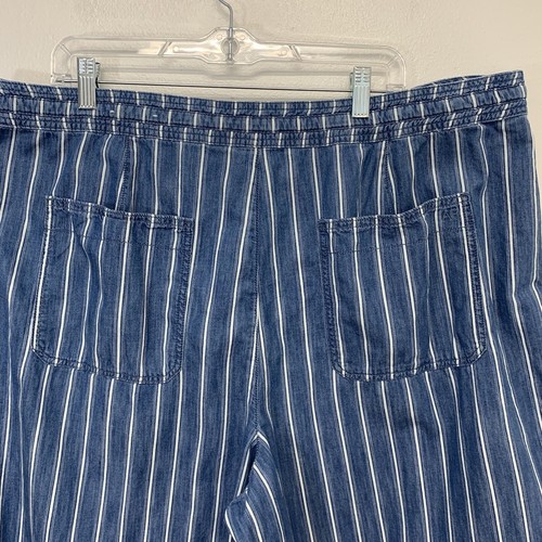 Pantalone American Eagle donna 22 gamba larga coulisse righe blu cotone tasche - Foto 7 di 12
