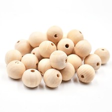 10 x Holzperlen Natur Loch Gelocht Ø 4-60mm Schnullerketten Schmuck Basteln DIY