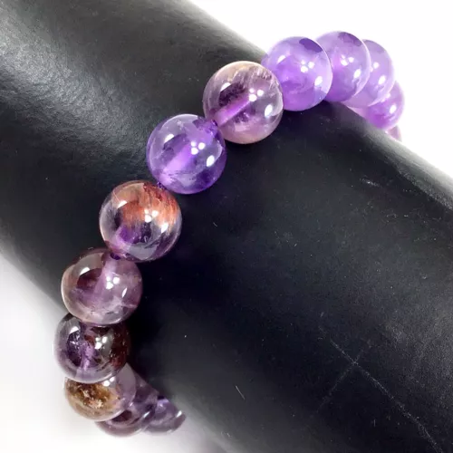 Handmade Gemstone Natural Super Seven Crystal Beaded Bracelet 7.5" 4 6 8 10 12mm - Picture 15 of 29