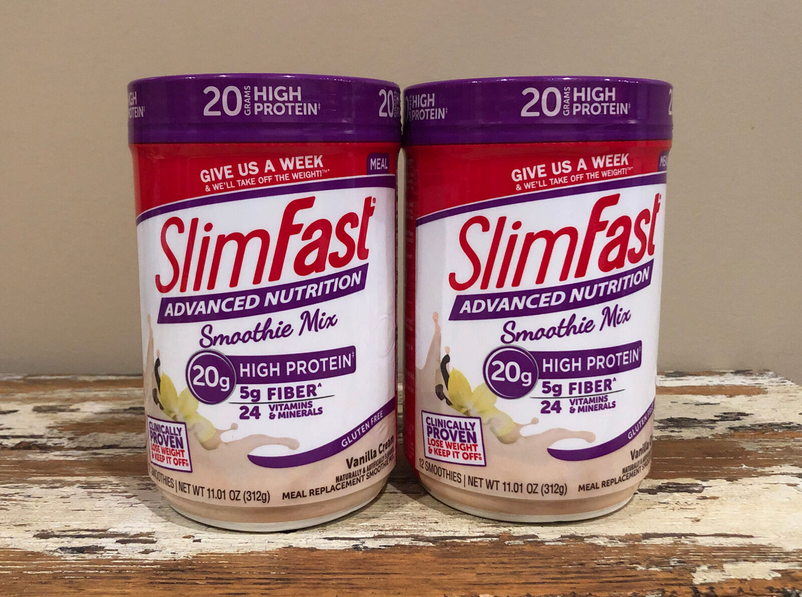 2x SlimFast Advanced Nutrition 20g Protein Smoothie Mix Vanilla Cream • 12/2022