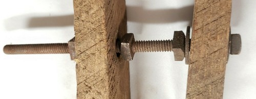 3 Vintage Early Wood Vice Clamp Lot w/ Square Head Bolts / Unbranded Homemade? - Picture 3 of 5
