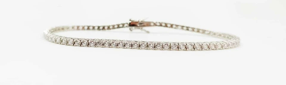 BRACCIALE TENNIS IN ARGENTO CON ZIRCONI BIANCO 2MM, RODIATO IN ORO BIANCO - Immagine 2 di 3