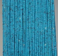 1.5-2mm Turquoise Gemstone Blue Round Tube Heishi 12 inch 90189247-107-T3 
