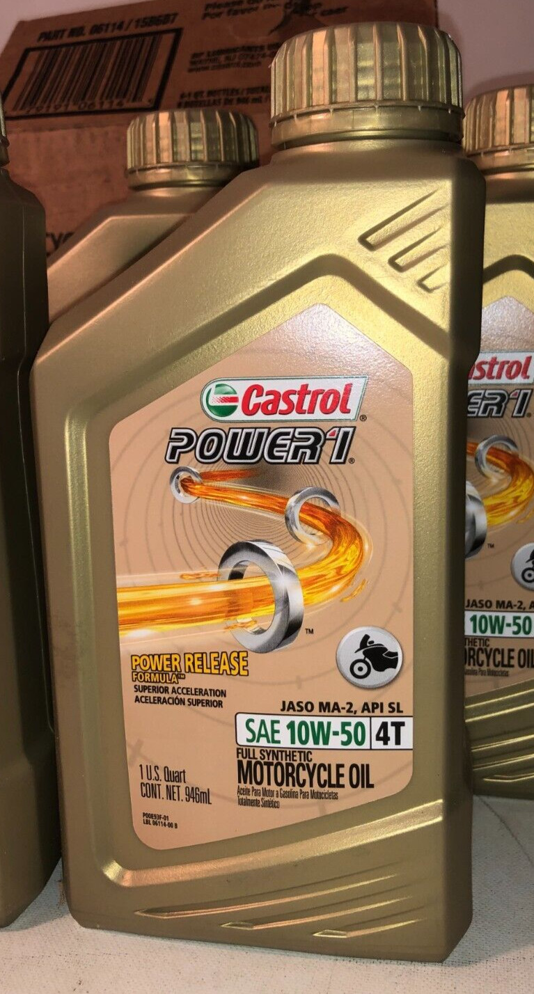 (5) Castrol Power 1 4T 10W-50 Full Synthetic Motorcycle Oil 1 Quart Part# 06114