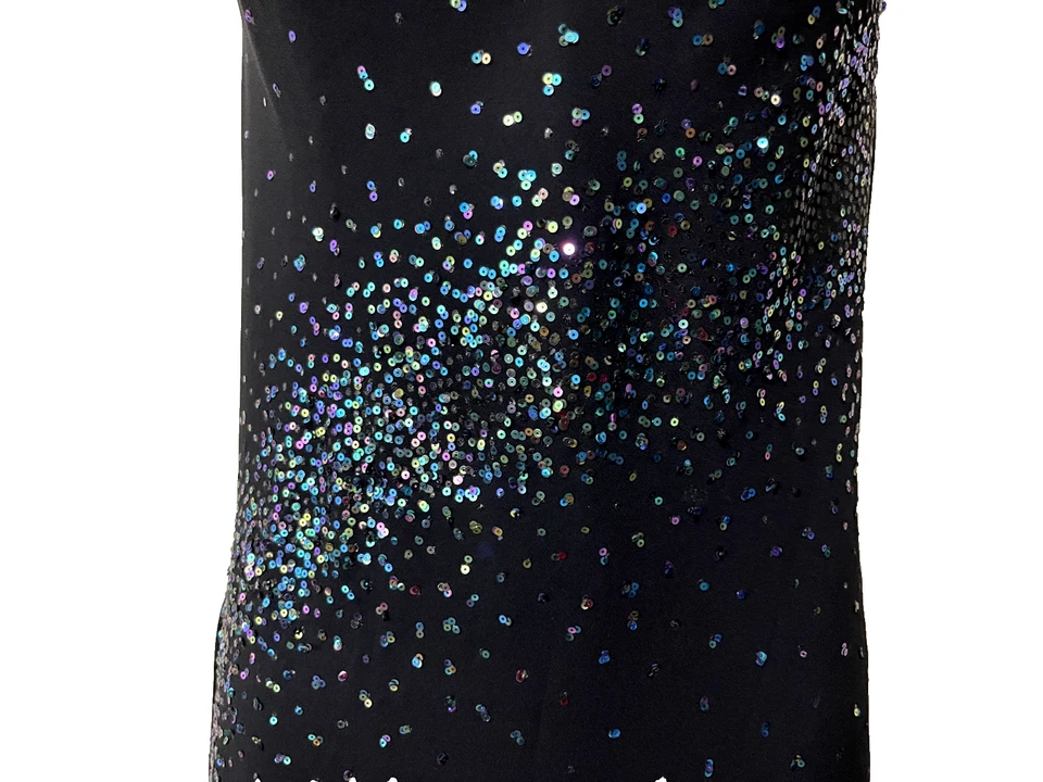 Vintage Y2K Slip Dress Drape Neck WhimsiGoth Fairy Black Sequins Maxi Small 3 - Image 3 of 4