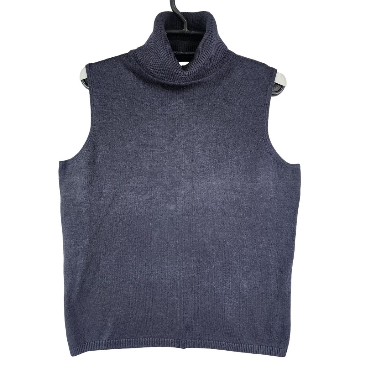 Womens Blue Josephine Chaus Turtleneck Sweater Vest Sleeveless Silk Blend  Size M