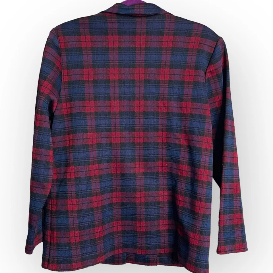 Vintage Alfred Dunner Women's Multicolor Plaid Blazer 14 Pockets Academia Retro - Image 2 of 4