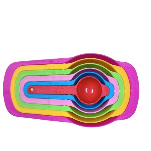 6 Pieces Colorful Measuring Cup Set Cooking Tool Plastic Free Shipping - Picture 5 of 12