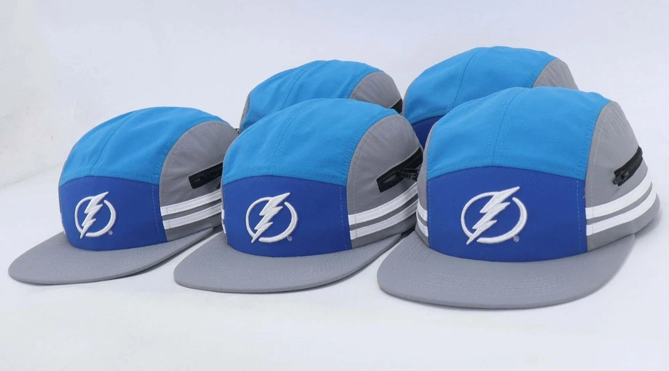 Gorra para correr Tampa Bay Lightning 5 paneles ajustable impermeable bordada en 3D Foto 4 de 4