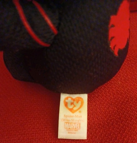 Ty Beanie Baby SPIDERMAN 6 Inch Stuffed Plush 2022 - Black Outfit - Picture 10 of 10