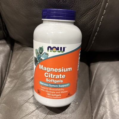 Magnesium Citrate W/ Glycinate & Malate Nervous System Support 180gels Now Foods