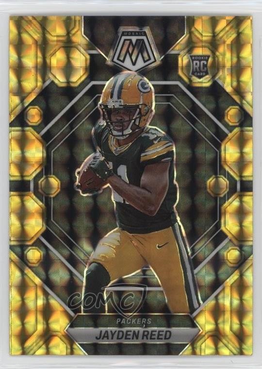 2023 Panini Mosaic Rookies Reactive Yellow Mosaic Prizm Jayden Reed #333 oh4