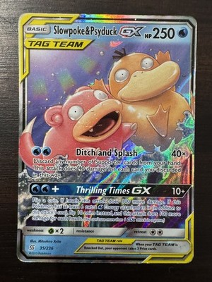 Pokemon TCG Cards Slowpoke & Psyduck GX 35/236 Unified Minds Ultra Rare Holo NM