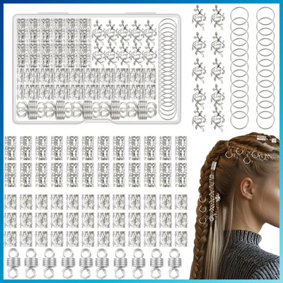 Dreadlocks Schmuck Haarringe 100 Stück Silber Verstellbar für Zöpfe & Braids