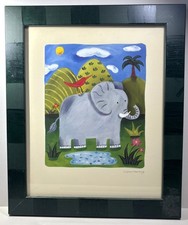 Sophie Harding Framed Print NELLIE THE ELEPHANT Signed Nursery Decor 11.5x13.5"