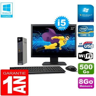 Ultra Mini PC Lenovo M73 USFF Tiny Core I5-4570 8GB 500GB Wifi W7 Bildschirm 22''