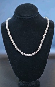 925 Milor Italy: Vintage; Sterling Silver Sparkling Popcorn 24" Chain-Necklace