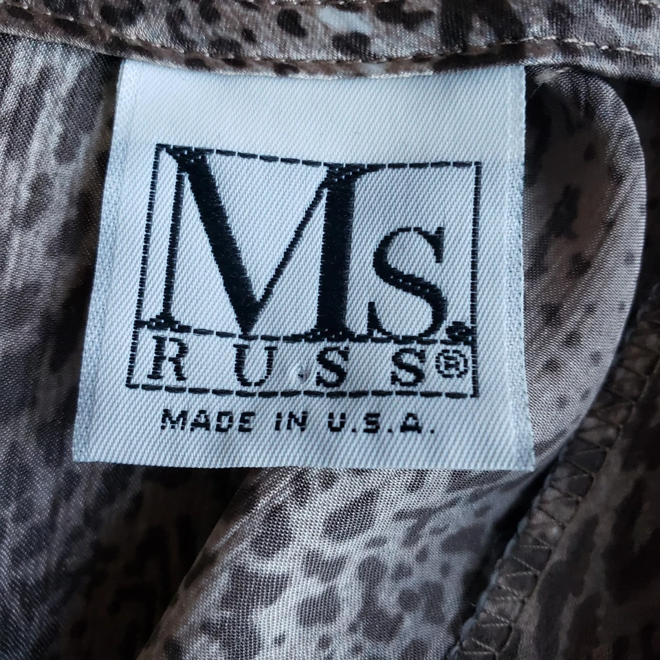 Vintage 80s 2 Piece Set Blouse Skirt 20 Animal Print High Neck Dynasty Rich Mom - Image 4 of 4