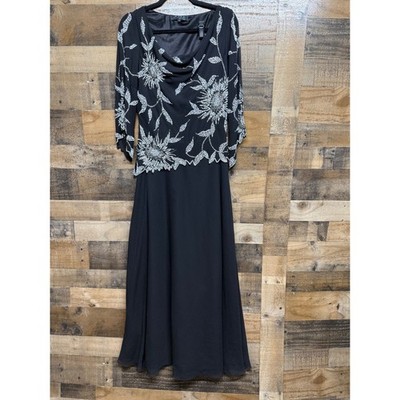 JKara New York Black Beaded Floral Cowl Neck Evening Gown Dress Size 6  Formal | eBay