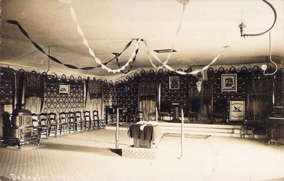 DeRuyter, New York,  Masonic Lodge Interior, Madison Co Real Photo Postcard RPPC