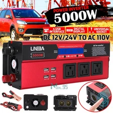5000W Car Power Inverter DC 12V/24V - AC 110V Modified Sine Wave Solar Converter