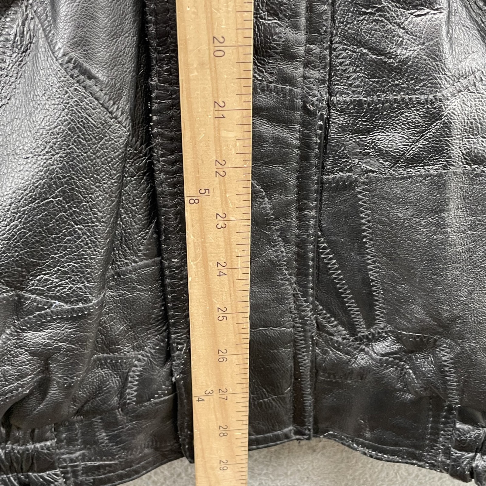 Genuine Leather Patchwork Bomber Jacket Men's XL … - image 5