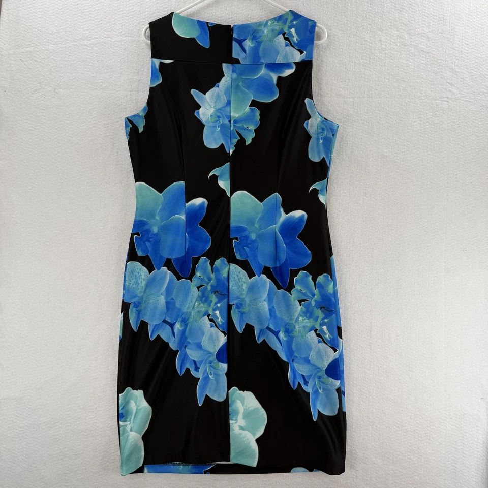 Vestido para mujer Calvin Klein 14 negro azul funda floral sin mangas estampado de orquídeas Foto 2 de 4
