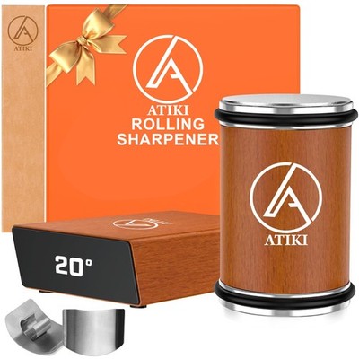 ATIKI Rolling Knife Sharpener with Finger Guard, Diamond & Ceramic Discs, 15