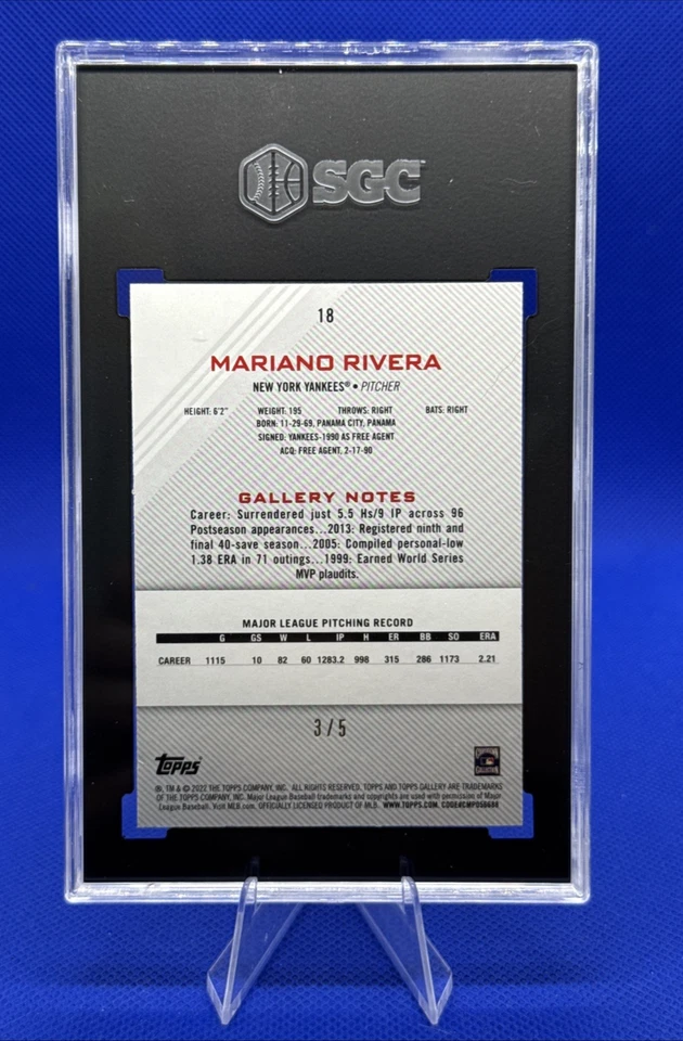 MARIANO RIVERA 2022 Topps Gallery SSP ROJO Lámina - NY Yankees HOFer 3/5 - SGC 9.5 Foto 2 de 3