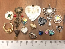Vintage-Now 15 Piece Hearts Valentines Charms Craft Parts Jewelry Making Lot 47