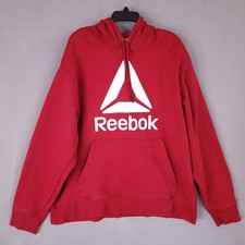 Reebok Hoodie Men's Red 2XL Pullover Hooded Sweatshirt Cotton Blend