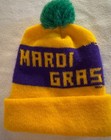 Vintage Mardi Gras Purple Green & Gold Beanie Hat Knit Cap Pom Pom Beret — photo 3