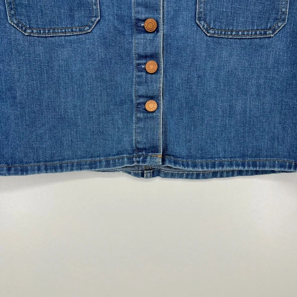 Gap Denim Mini Skirt Women's Size 28P Petite Blue Button Fly A-Line Pockets - Image 3 of 4
