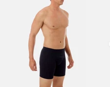 Underworks 579 Long Boxer Compression Briefs Black Hernia Prevention Sz L
