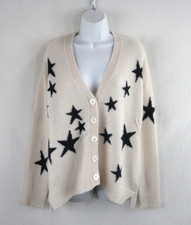 Zadig Voltaire Women's 100 Cashmere Stars Buttoned Cardigan Sweater M CK576