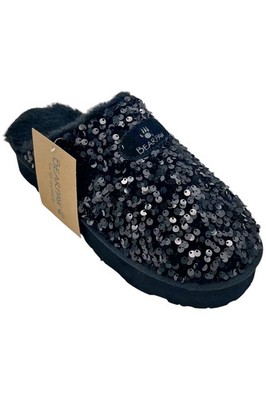 BEARPAW Women's Portia Sequined Mule Black