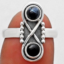 Natural Black Onyx - Brazil 925 Sterling Silver Ring s.7 Jewelry R-1516