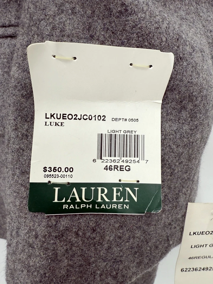 Ralph Lauren Coat Mens 46R Grey Wool Blend Overcoat Double Breasted Peacoat NEW - Image 3 of 4