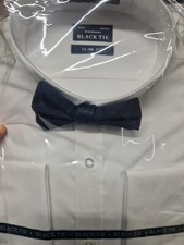 Black Tie Set Debenhams White Double Cuff Shirt & Bowtie Pure Cotton - 16.5" 42c