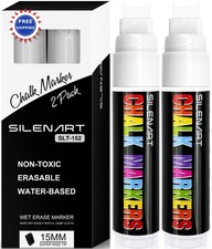 Chalk Markers 15mm Jumbo Tip White Car Window Glass Chalkboard SILENART Wide