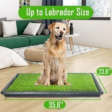 Reusable Dog Loo System w/Artificial Turf, Pee Pad & Tray 35"x23" Indoor/Outdoor
