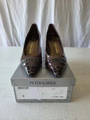 PETER KAISER Chaussures Escarpins Marron Vernis 3 35.5 Croco Neuf - Photo 1/4