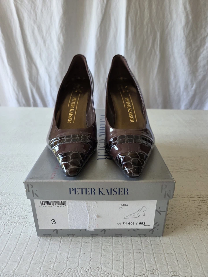 PETER KAISER Chaussures Escarpins Marron Vernis 3 35.5 Croco Neuf - Photo 1/4