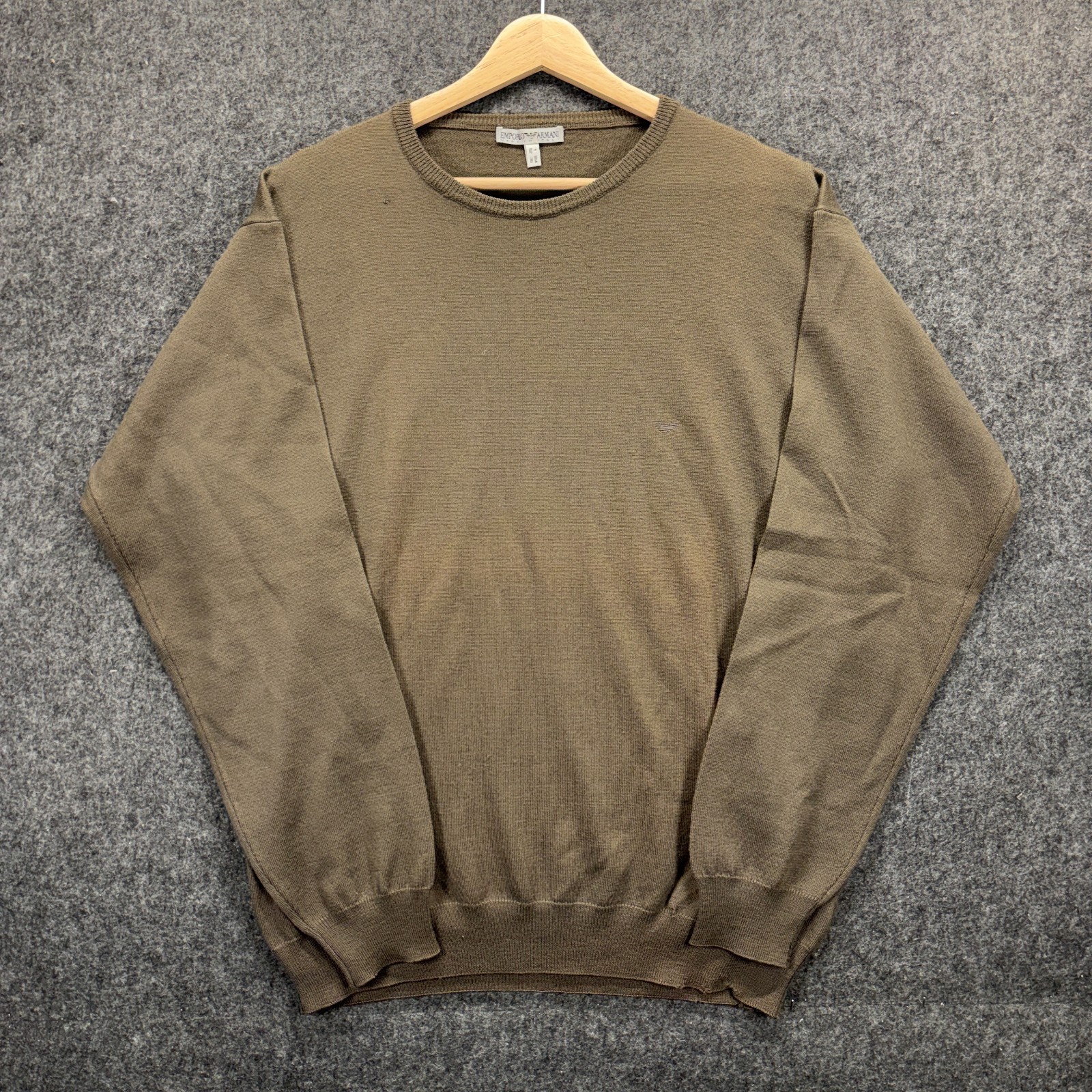 Emporio Armani, Vintage Emporio Armani Merino Wool Sweater Large Made in Italy Knit Brown 90s