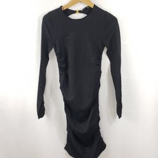 Zara Draped Ruched Bodycon Black Dress S NWT