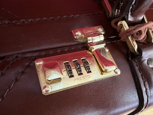 Valigetta vintage Presto in pelle marrone grande extra profonda - Foto 4 di 19